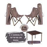 Bag The Joy Ahşap Katlanır Masa Sandalye Seti Antrasit Iskelet Koyu Gri Kılıf, 70x70x55 Masa Antrasit - Gri