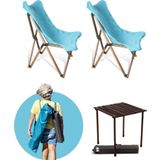 Bag The Joy Ahşap Katlanır Masa Sandalye Seti Antrasit Iskelet Turkuaz Kılıf 50x50x50 Antrasit Masa