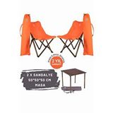 Bag The Joy Ahşap Katlanır Masa Sandalye Seti Antrasit Iskelet Turuncu Kılıf -50x50x50 Masa Antrasit - Turuncu