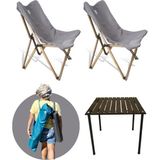 Bag The Joy Ahşap Katlanır Masa Sandalye Seti Antrasit - Koyu Gri Kılıf 60X60X55 Antrasit Masa