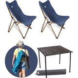 Bag The Joy Ahşap Katlanır Masa Sandalye Seti Antrasit - Lacivert Kılıf 70X70X55 Antrasit Masa