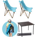 Bag The Joy Ahşap Katlanır Masa Sandalye Seti Antrasit - Turkuaz Kılıf 70X70X55 Antrasit Masa
