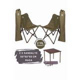 Bag The Joy Antrasit Haki Kılıf Sandalye ve 50x50x50 CM Antrasit Ahşap Katlanır Masa Seti
