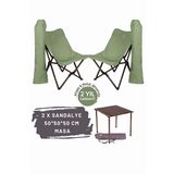 Bag The Joy Antrasit Su Yeşili Kılıf Sandalye ve 50x50x50 CM Antrasit Ahşap Katlanır Masa Seti