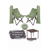 Bag The Joy Antrasit Su Yeşili Kılıf Sandalye ve 60x60x55 CM Antrasit Ahşap Katlanır Masa Seti