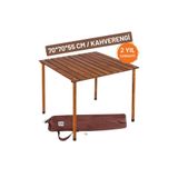Bag The Joy Katlanır Ahşap Kamp Masası 70x70x55 cm - Taşınabilir Rulo Kayın Ahşap Piknik Masası - Kahverengi
