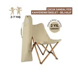 Bag The Joy Kids Ahşap Katlanır Çocuk Kamp Sandalyesi Bej
