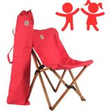 Bag The Joy Kids Ahşap Katlanır Kamp Sandalyesi | Bahçe, Piknik, Balkon | Çantalı - Kırmızı