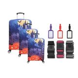 Bagacar Balkabağı 3Lü Set Valiz Kılıfı, 3 Lü Valiz Kemeri, 3Lü Valiz Etiketi