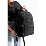 Bagacar Bolsas 1087 Su Geçirmez İthal Krinkıl Kumaş Laptop Bölmeli Okul Ve Günlük Sırt Çantası Siyah