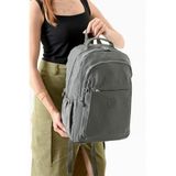 Bagacar Bolsas 1092 Su Geçirmez Ithal Krinkıl Kumaş Laptop Bölmeli Okul Ve Günlük Sırt Çantası Gri Siyah Standart Unisex