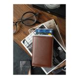 Bagacar Camel Unisex Hakiki Deri Mekanizmalı Otomatik Kızaklı Kartlık Cüzdan Camel Standart Unisex