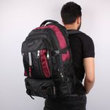 Bagacar Izdag Siyah Bordo Seyahat Sırt Çantası 60 Lt 17" Laptop Bölmeli