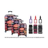 Bagacar Kalp 3lü Set Valiz Kılıfı, 3 lü Valiz Kemeri, 3lü Valiz Etiketi (A.HAKI-SARI-BEYAZ)