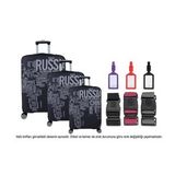 Bagacar Kalp 3lü Set Valiz Kılıfı, 3 lü Valiz Kemeri, 3lü Valiz Etiketi (Antrasit)