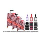 Bagacar Kalp 3lü Set Valiz Kılıfı, 3 lü Valiz Kemeri, 3lü Valiz Etiketi (Denizci Mavi)