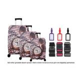 Bagacar Kalp 3lü Set Valiz Kılıfı, 3 lü Valiz Kemeri, 3lü Valiz Etiketi (Kahve - Sarı - Beyaz)