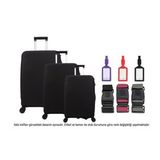 Bagacar Kalp 3lü Set Valiz Kılıfı, 3 lü Valiz Kemeri, 3lü Valiz Etiketi (SIYAH SPORT)