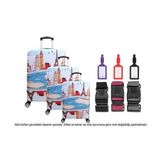Bagacar Kalp 3lü Set Valiz Kılıfı, 3 lü Valiz Kemeri, 3lü Valiz Etiketi ( Somon-Beyaz-Nude)