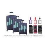 Bagacar Kalp 3lü Set Valiz Kılıfı, 3 lü Valiz Kemeri, 3lü Valiz Etiketi (Turkuaz-Yeşil)