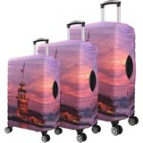 Bagacar Kız Kulesi Büyük Orta Kabin Boy Için 3 Lü Valiz Kılıfı - Pembe - 3lü set