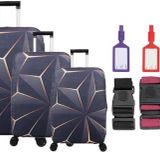 Bagacar Kristal 3Lü Set Valiz Kılıfı, 3 Lü Valiz Kemeri, 3Lü Valiz Etiketi