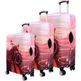 Bagacar Motor Büyük Orta Kabin Boy Için 3 Lü Valiz Kılıfı - Pudra - Açık Kahverengi - 3lü set
