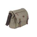 Bagacar Orjinal Kanvas Kumaş Laptop Bölmeli Unisex Çapraz Çanta Yeşil