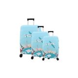 Bagacar Relax Büyük Orta Kabin Boy için 3 lü Valiz Kılıfı (Lacivert Çok Renkli)