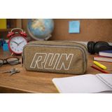 Bagacar Run Yazılı Çift Bölmeli Kalemlik - Yeşil - 19*5*5