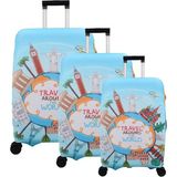 Bagacar Travel Büyük Orta Kabin Boy Için 3 Lü Valiz Kılıfı - Çok Renkli - 3lü set