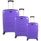 Bagacar Ultra Hafif Kırılmaz Silikon 3lü Set Valiz Mor+Etiket Hediyeli! - silikon valiz