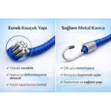 BAGAJ LASTİĞİ 3’LÜ SET 90 cm 6mm, Dolamaçlı Elastik Kordon, Çelik Kancalı, Yüksek Dayanımlı, Güvenli Yük Sabitleme İçin Profesyonel Kullanım