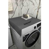 BAGAND Bathroom Basklı Gri Çamaşır Makine Örtüsü