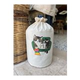 BAGAND Krem Damacana Kılıfı Cips Yiyen Kedi Baskılı