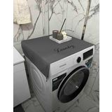BAGAND Laundry Basklı Gri Çamaşır Makine Örtüsü