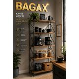 BAGAX 5 Raflı Metal Mutfak Düzenleyici Raf Metal 5 Raflı Kitaplık Mutfak Rafı Baharatlık Kahverengi