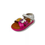 Bagcı 3039-20 Renkli Kalp Cırtlı Kız Çocuk Sandalet Pembe Beyaz 21-25