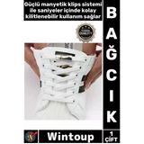 #Bağcık Beyaz Renk Manyetik Klipsli Lastikli Pratik Şık Çocuklar İçin Mıknatıslı Ayakkabı Bağcığı