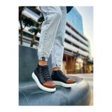 Bağcıklı Erkek Sneaker Bot Siyah Taba