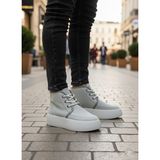 Bağcıklı İçi Kürklü Erkek Sneaker Bot GRİ SÜET (BEYAZ TABAN)
