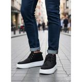 Bağcıklı İçi Kürklü Erkek Sneaker Bot SİYAH SÜET (BEYAZ TABAN)