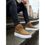 Bağcıklı İçi Kürklü Erkek Sneaker Bot TABA SÜET (BEYAZ TABAN)