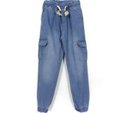 Bağcıklı Kargo Cep Erkek Çocuk Jogger Denim Jean Kot Pantolon Mavi 001-0002064 - 4 - 5 Yaş