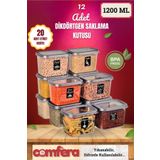 BAGER MARKET Comfera 12’li 24 Parça Dikdörtgen Erzak, Bakliyat, Saklama Kabı, Çeyiz Seti 12x1,2 L