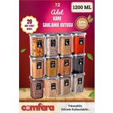 BAGER MARKET Comfera 12’li 24 Parça Kare Erzak, Bakliyat, Saklama Kabı Seti 12 X 1,2 L