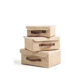 Bages Jüt Kapaklı Dolap İçi Organizer Takı, Makyaj, Banyo, Ofis Düzenleyici Saklama Kutusu 30x23x13 cm