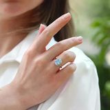 Baget Aquamarine Icecut Taşlı Gümüş Yüzük