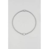 Baget Taşlı 18 Ayar Beyaz Altın Kaplama 36 Cm Gümüş Choker Zincir Kolye