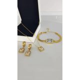 Baget Taşlı Gold Çelik Takı Seti